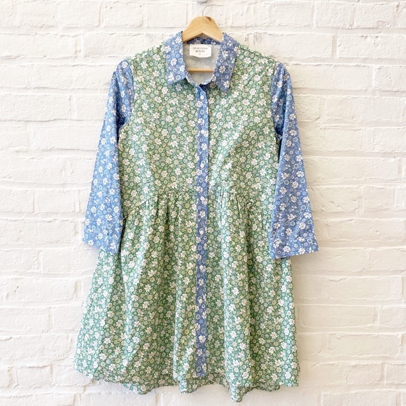 TuckernuckHyacinth House Floral Print Blocked Celeste Shirt Dress Mini XXS